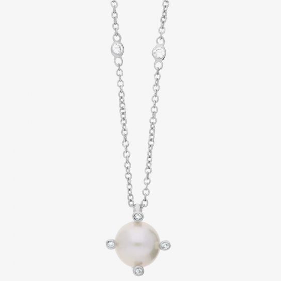 Crislu Silver Freshwater Pearl and Cubic Zirconia Pendant 9010112N16PL