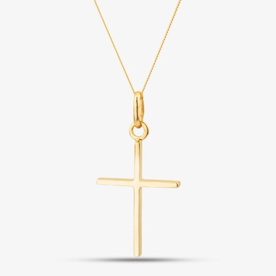 9ct Yellow Gold Fancy Cross Pendant Necklace 1.64.2581