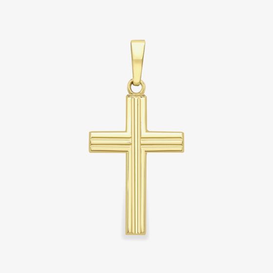 9ct Yellow Gold Etched Cross Loose Pendant 110125151366