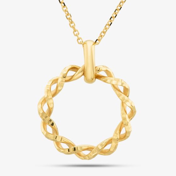 9ct Yellow Gold Diamond Cut Twist Circle Necklace 1.19.0414