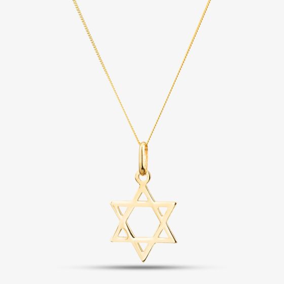 9ct Yellow Gold Star Of David Pendant Necklace 1.64.2521