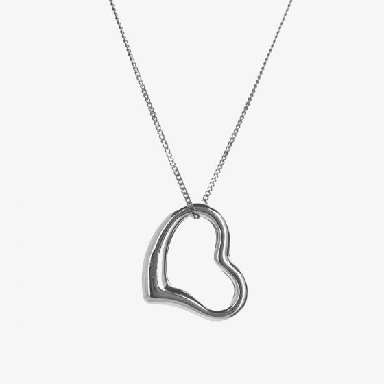 9ct White Gold Small Open Heart Pendant 5-61-4243