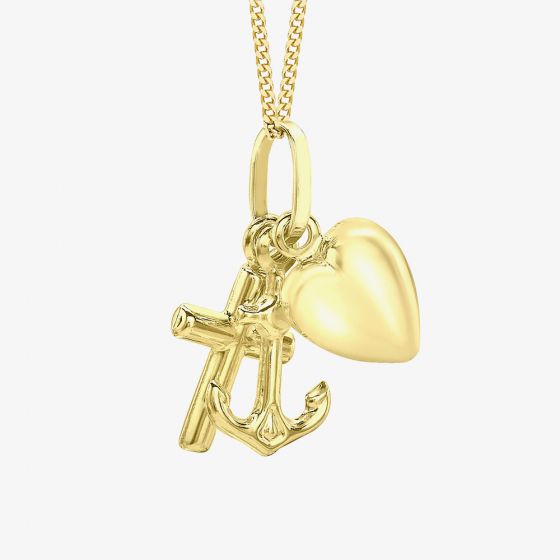 9ct Yellow Gold Faith, Hope & Love Necklace 1.61.0523