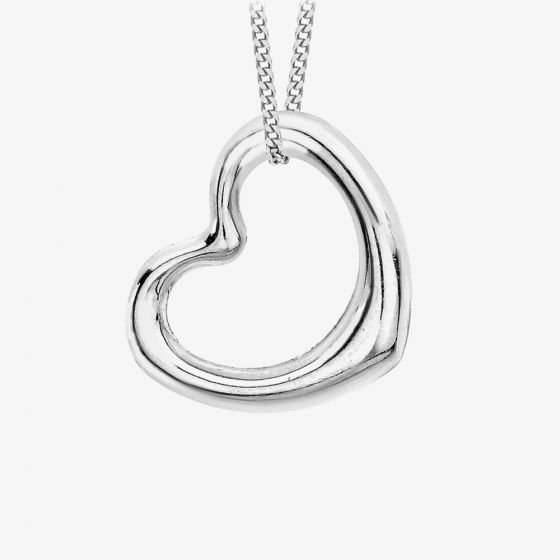 9ct White Gold Open Heart Necklace 5.61.8659