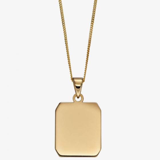 9ct Yellow Gold Rectangular Dog Tag Necklace GP2259
