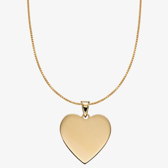 9ct Yellow Gold Plain Heart Necklace GP2237 GN141