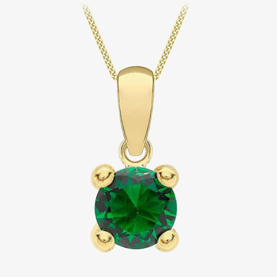 9ct Yellow Gold May Green Birthstone Pendant Necklace 1.68.7074