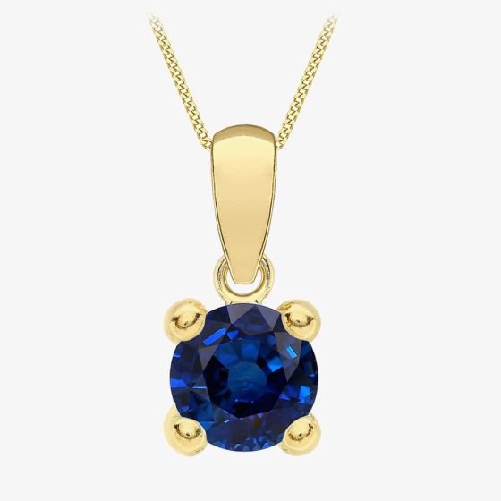 9ct Yellow Gold September Blue Birthstone Pendant Necklace 1.68.7078
