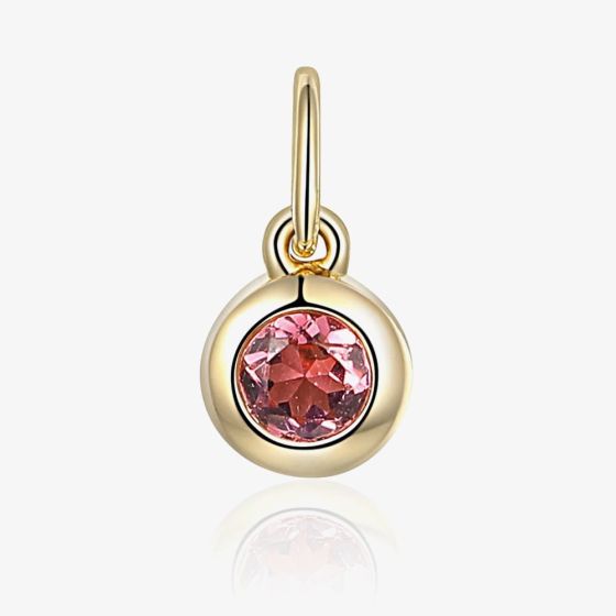 9ct Yellow Gold 0.17ct Pink Tourmaline Birthstone Bubble Charm NTCH409PTOUR-9YG