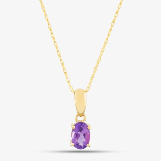 9ct Yellow Gold Oval Cut Amethyst Necklace OJS0006P-AM 9KY