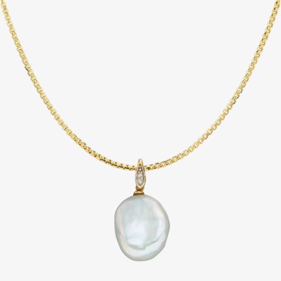 9ct Yellow Gold Keshi Pearl & Diamond Pendant GP2171W GN141