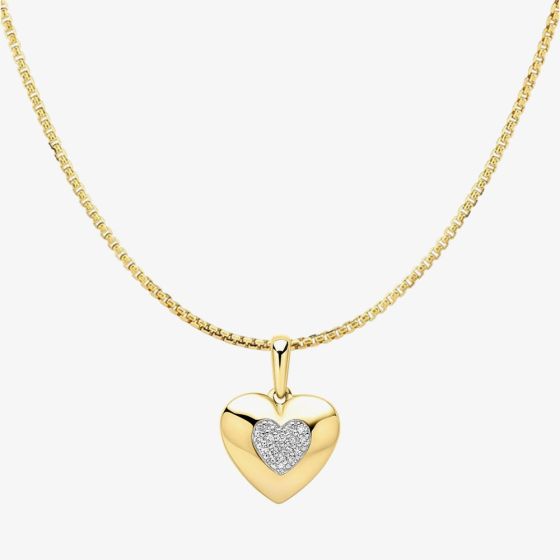 9ct Yellow Gold Diamond Heart Pendant GP2402 GN141