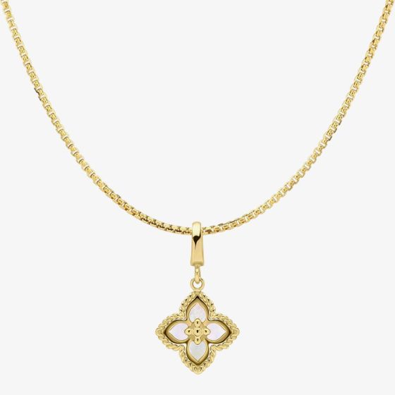9ct Yellow Gold Mother of Pearl Flower Pendant GP2406W GN141