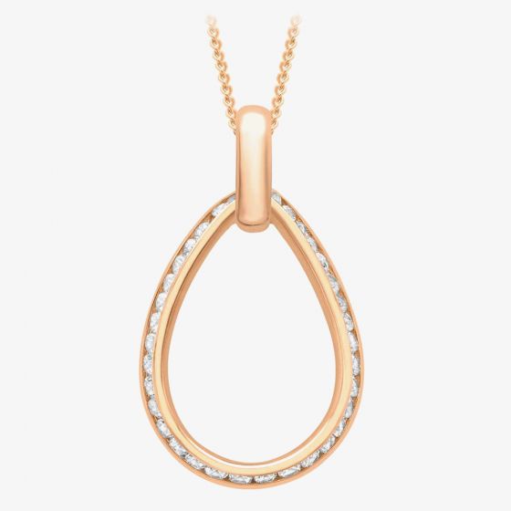 9ct Rose Gold Cubic Zirconia Open Teardrop Pendant 5.68.3392