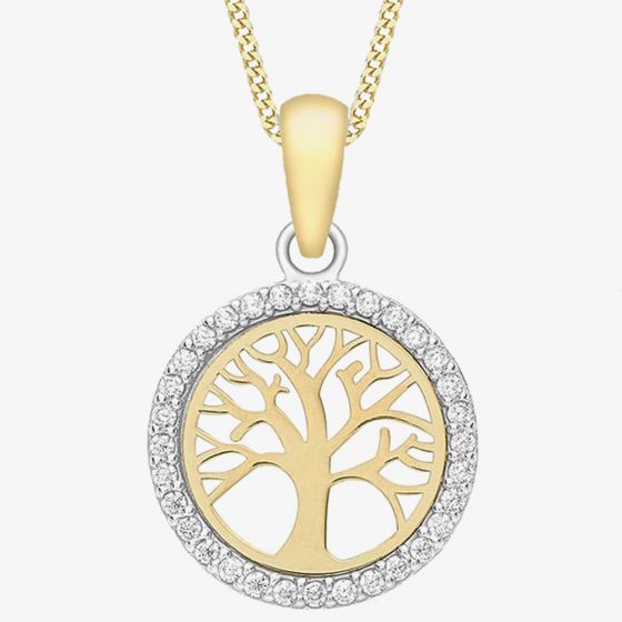 9ct Two Colour Stone Set Tree of Life Pendant 1.68.4602