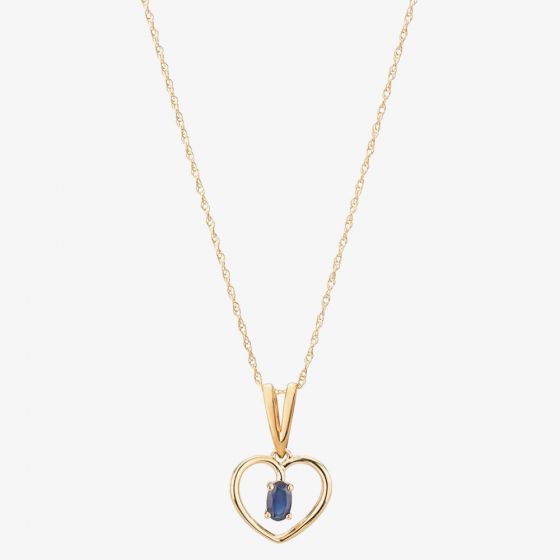 9ct Yellow Gold Sapphire Open Heart Pendant OJP161-BS