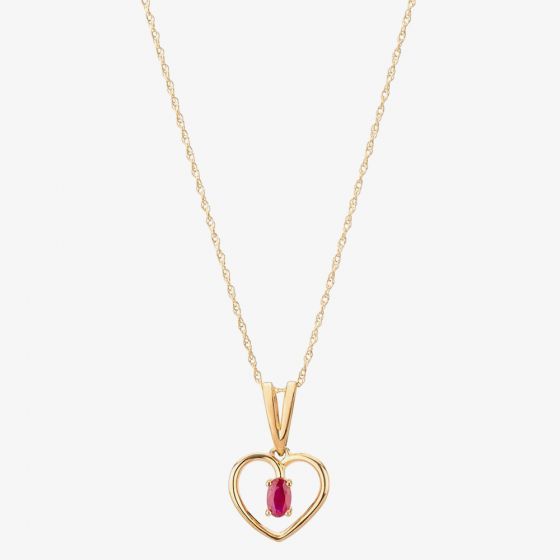 9ct Yellow Gold Ruby Open Heart Pendant OJP161-R