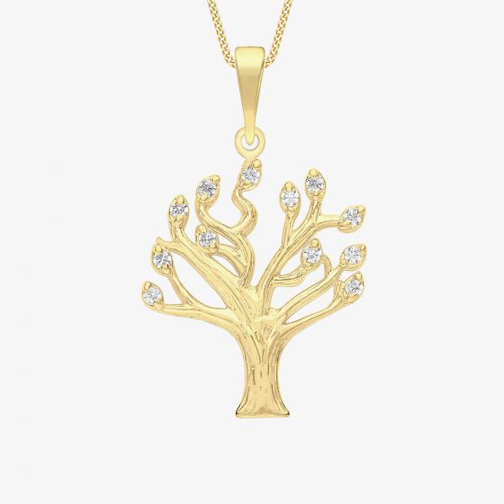 9ct Yellow Gold Cubic Zirconia Tree of Life Necklace 1.68.4472