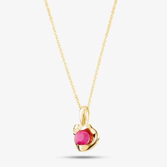 9ct Yellow Gold Ruby Heart Necklace PP20238