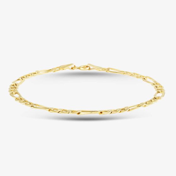 9ct Yellow Gold 7.5 Inch Figaro Chain Bracelet HF080-7.5