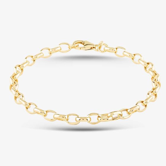 9ct Yellow Gold 8.5 Inch Oval Belcher Chain Bracelet HOB160-8.5
