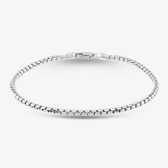 9ct White Gold 7.5 Inch Box Chain Bracelet HBFB-250-9W-7.5