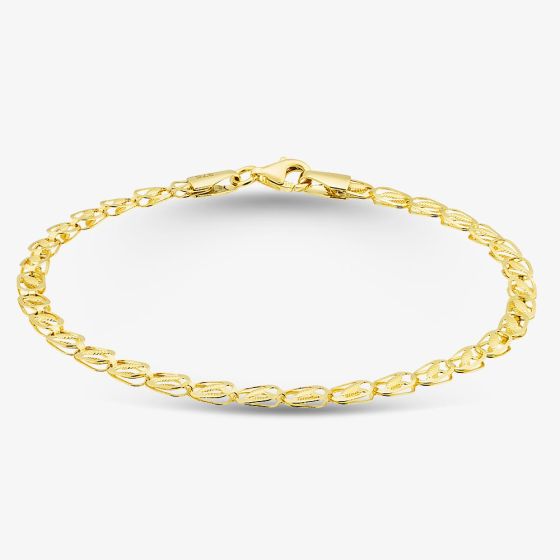 9ct Yellow Gold 7.5 Inch Multi Leaf Chain Bracelet BBE019Y