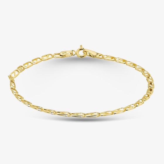 9ct Yellow Gold 7 Inch Oval Link Chain Bracelet BBE020Y