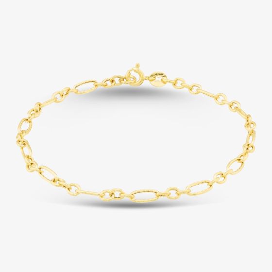 9ct Yellow Gold 19cm Textured Figaro Chain Bracelet 1.26.2902