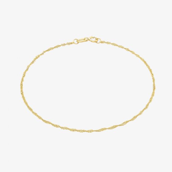 9ct Yellow Gold 18cm Twisted Curb Chain Bracelet 1.23.0461