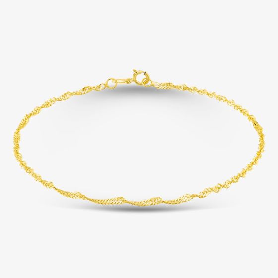 9ct Yellow Gold 18cm Diamond-Cut Twisted Curb Chain Bracelet 1.23.0471