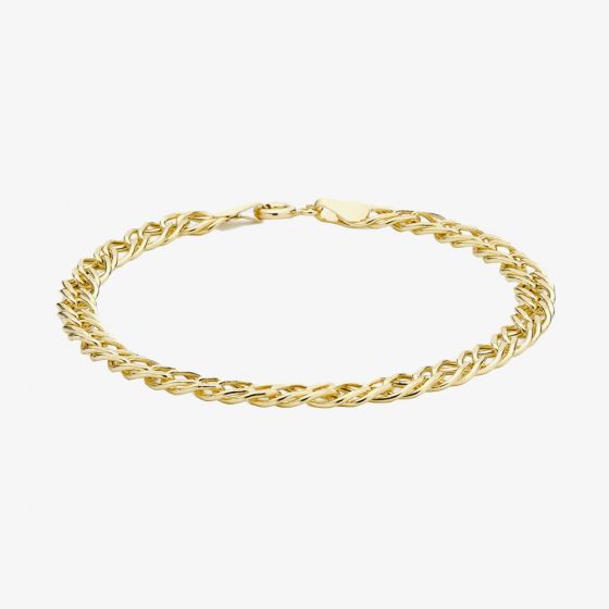9ct Yellow Gold 18cm Diamond-Cut Double-Hollow Curb Chain Bracelet 1.23.5261