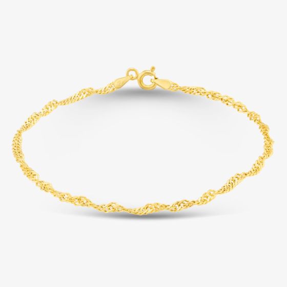 9ct Yellow Gold 19cm Twisted Curb Chain Bracelet 1.23.6582