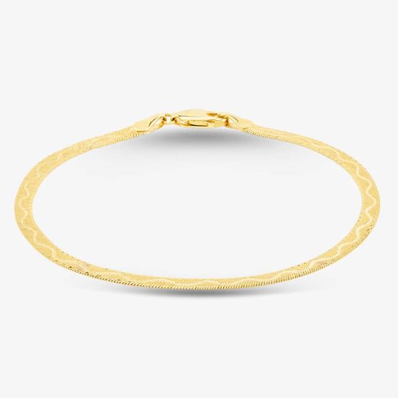 9ct Yellow Gold 7 Inch Diamond Cut Wave Herringbone Bracelet 1.29.9481