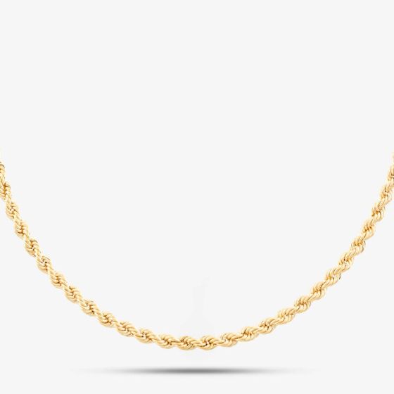 9ct Yellow Gold 18 Inch Rope Chain Necklace 040HVCY-18