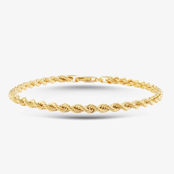 9ct Yellow Gold 7.5 Inch Rope Chain Bracelet 060HVC-7.5