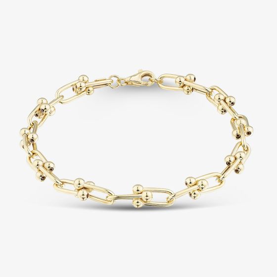 9ct Yellow Gold 7.5 Inch Fancy Ball Bar Chain Bracelet HTLC-600-9Y-7.5