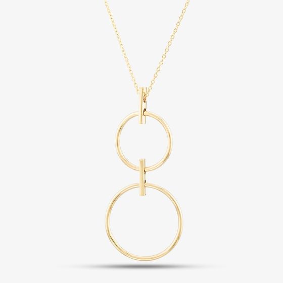 9ct Gold Double Circle Drop Necklace GN298
