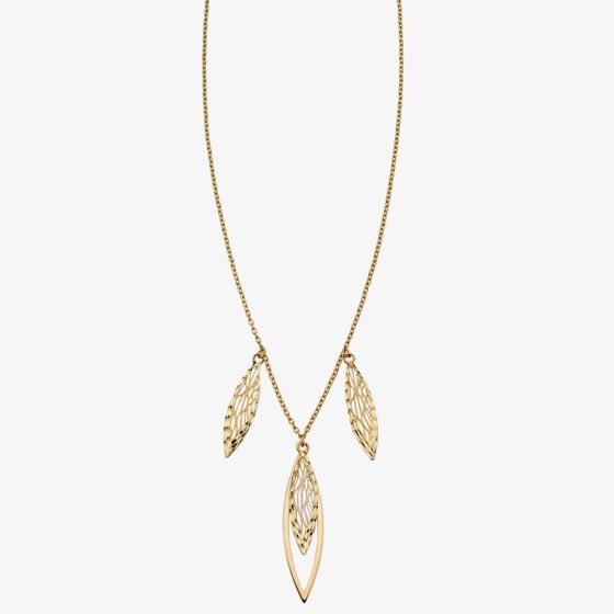 9ct Yellow Gold Open Marquise Filigree Necklace GN327