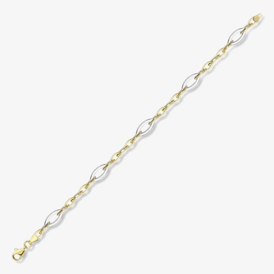 9ct Two Colour Gold Open Marquise Link Bracelet BR602-07