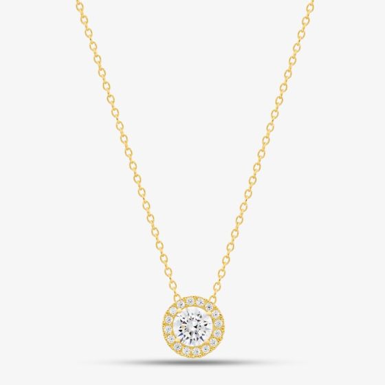 9ct Yellow Gold Adjustable 7.5cm Crystal Pendant Necklace 1.19.7304