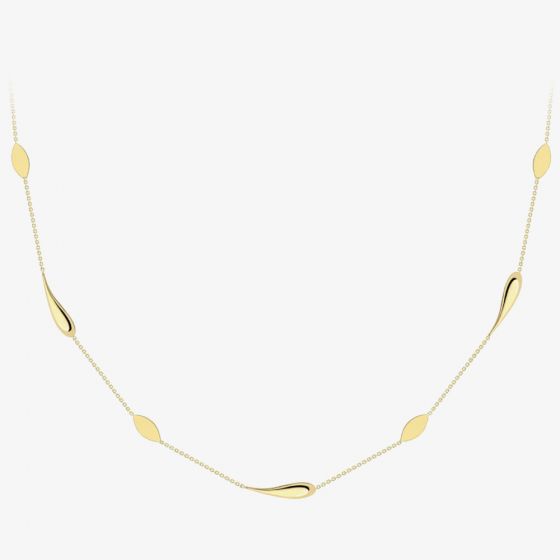 9ct Yellow Gold Marquise Teardrop Chain Necklace CN172-17