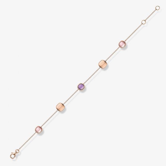 9ct Rose Gold Amethyst and Rose Quartz Bracelet CN554-07