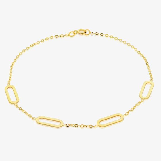 9ct Yellow Gold Paper Clip Bracelet 1.20.0442
