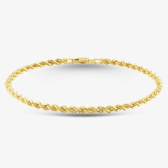 9ct Yellow Gold Rope Chain Bracelet HLRP-320-9Y-8.5