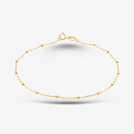 9ct Yellow Gold Diamond Cut Ball Trace Bracelet 1.23.7901