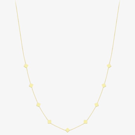 9ct Yellow Gold Multi Diamond Shape Disc Necklace 111125147613