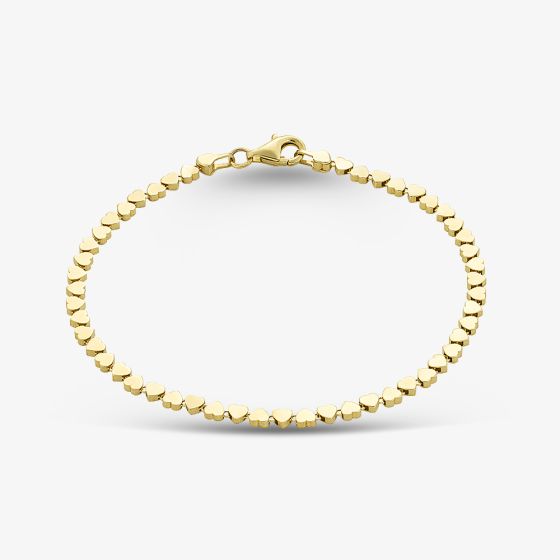 9ct Yellow Gold 7.5 Inch Stamped Heart Bracelet HSHB-470-9Y-7.5