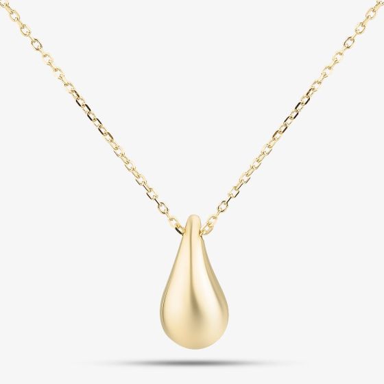 9ct Yellow Gold Teardrop Pendant Necklace GN399