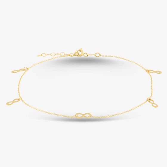 9ct Yellow Gold Infinity Anklet 1.28.0145
